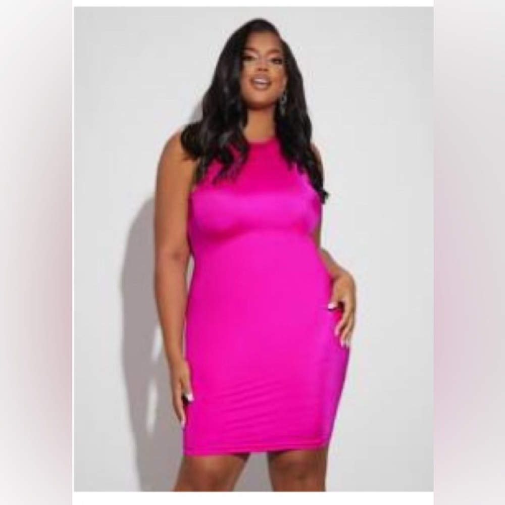 SHEIN curve Bodycon Vibrant neon Pink sleeveless Dress